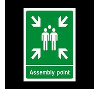 Fire Assembly Muster Point Plastic Sign with double sided fixing tape - Fire/Emergency/Exit/Alarm/Push/Extinguisher/Assembly (EE58)
