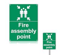 Fire Assembly Point Sign,300 x 200mm Plastic Fire Safety Signs,Health & Safety Signs, Emergency Safety Labels, Fire Assembly Sign,1-Pack,Ideal Outdoor Safety Fire Assembly Point
