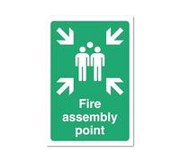 Fire Assembly Point Sign A2 Aluminium Composite Safety Sign - Green & White 3mm Weatherproof Metal Signage for Indoor/Outdoor Use A2 (400x600mm)