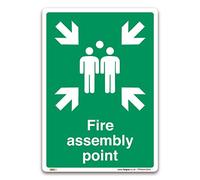 Fire assembly point Sign - A3 Self-adhesive Vinyl Sign - Fire Action Safety