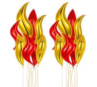 Fire Balloons 16Pcs 24 Inch S Shaped Aluminium Foil Red and Gold Flame Balloons Decorative for Fire Truck Firefighter Birthday Party Decorations Wedding Carnival