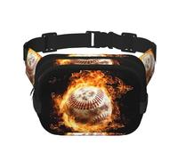 Fire Baseball Double Layer Waist Bag Pack Sport Ball Bum Bag Fanny Pack for Men Women, Adjustable Belt Bag for Travel Hiking Running Cycling Festival