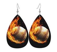 fire baseball earrings for women earings leather teardrop double sided earrings lightweight dangle earrings for women ear accessories fashion jewelry birthday gift