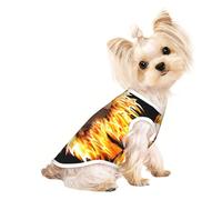 Fire Baseball print Dog Shirts for Small Dogs Stretchy T-Shirts Lightweight Tank Top Sleeveless Striped Vest