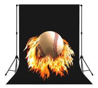 Fire Baseball Print Photo Studio Background 5x7ft Soft Photo Backdrop Curtain For Studio Content Creator Equipment