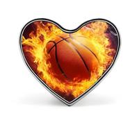 Fire Basketball Badge Heart Shape Cute Brooch Pins Button Badges for Backpack Jackets Hats Decor
