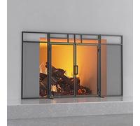 Fire Beauty 3-Panel Folding Fireplace Screen with Magnetic Hinged Doors, Fire Spark Guard with Fireplace Tools Set