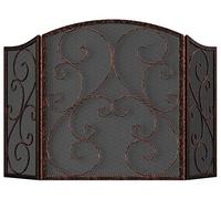 Fire Beauty Fireplace Screen 3 Panel Wrought Iron Metal 48"(L) x30(H) Spark Guard Cover(Brushed Copper)