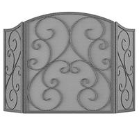 Fire Beauty Fireplace Screen 3 Panel Wrought Iron Metal 48"(L) x30(H) Spark Guard Cover(Pewter)