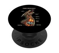 Fire Biology Dragon Nerd Anatomy Mythical Science Diagram PopSockets Adhesive PopGrip