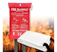 Fire Blanket 100 x 100 cm Fire Blanket DIN EN 1869:2019 Fire Protection Blanket Quick Folding Also for Grease Fires Grease Fire Kitchen Car Caravan etc. Pack of 1