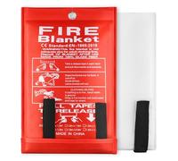 Fire Blanket 1m x 1m Fiberglass Fire Blankets Emergency, Soft Case Fire Blanket for Kitchen School Car Office Garage (1 PACK)