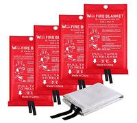 Fire Blanket for Home and Kitchen - 4 Pack Safety Fiberglass Emergency Fire Blankets Suppression Flame Retardant for School Fireplace Grill Car Office Garage Welding Warehouse 3.3ft x 3.3ft