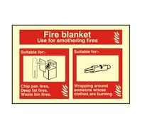 Fire Blanket ID Sign - Photoluminescent 150mm x 105mm Rigid Plastic A2Z Fire