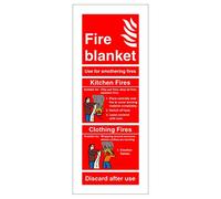 Fire Blanket Sign 80mm x 200mm Self adhesive vinyl Helps identify the location of fire fighting equipment in the building (10)