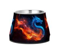 Fire Blue Dragon Dog Raised Bowl, 540 ML Feeding Food Pet Bowl Stainless Steel Non-slip High Capacity Cat Bowl