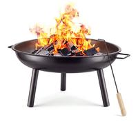 Fire Bowl Steel Outdoor Garden Fire Pit 57 cm Drainage Handles Poker Accessory