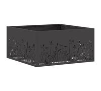 Fire Pit Brown Weathering Steel 60x60x30 cm Square Powder-Coated Rust-Resistant.