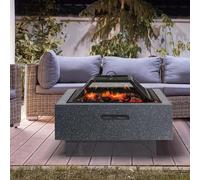 Fire Bowl with BBQ Rack Square Dark Grey 52.5x52.5x18.5 cm ProGarden