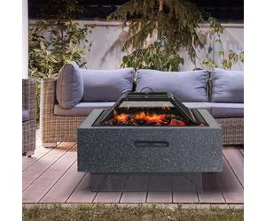 Fire Bowl with BBQ Rack Square Dark Grey 52.5x52.5x18.5 cm ProGarden