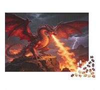 Fire Breathing Dragon 1000 Piece Jigsaw Puzzle Paper for Adults Fantasy Storm Scene Jigsaw Puzzle for Family Home Decor Stress Relief Gift 52x38cm/1000pcs