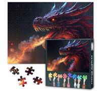 Fire Breathing Dragon 1000 Pieces Puzzle for Adults | Dragon Jigsaw, Letters on Back, Reference Poster, Hard Impossible Difficult Challenging, Family Decor Gift 20 X 27 INCH