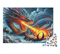 Fire Breathing Dragon Jigsaw Puzzle for Adults 1000 Piece Jigsaw Puzzle Fantasy Cloud Scene Relax Home Decor Focus 38x26cm/1000pcs