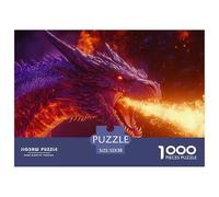 Fire Breathing Dragon Jigsaw Puzzle for Adults 1000 Piece Jigsaw Puzzle Fantasy Night Scene Focus Booster Family Leisure Gift 52x38cm/1000pcs