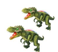 Fire Breathing Dragon Toy, Remote Control Dino Toy, Multi-function Remote Control Walking Dinosaur with 7 Color LED Firebreath Spray, Flame-Like Mist, Realistic Roaring Sounds (2Pcs Green)