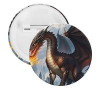 Fire Breathing Dragons Badge Metal Round Pins, Lightweight Brooch for Backpack, Fashion Button Pins Badge for Shirts, Jackets, Shawl Coat, Unisex, 20PCS, Tinplate, metal round pins
