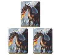 Fire Breathing Dragons Car Air Freshener, 3 Pcs Square Hanging Air Freshener Cards, Long Lasting Fragrance Scented Cards for Car, Home, Office White-style