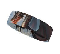Fire Breathing Dragons Headbands for Women & Men Sports Headband, Fits All Head Sizes, Ultra Absorbent & Non-Slip Sweatband for Running, Yoga, Gym