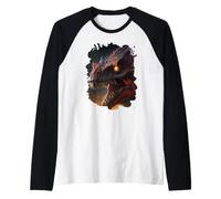 Fire-Breathing Giant the Fearsome Dinosaur Raglan Baseball Tee