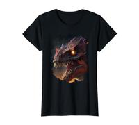 Fire-Breathing Giant the Fearsome Dinosaur Value Graphic T-Shirt, Women, Black, S