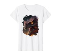 Fire-Breathing Giant the Fearsome Dinosaur Value Graphic T-Shirt, Women, White, XL