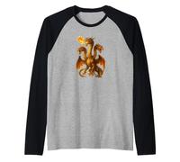 Fire Breathing Hydra Dragon Art Three Long Neck Monsters Raglan Baseball Tee
