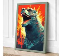 Fire Breathing Monster Canvas Wall Art Print 18x12 Inch