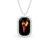 Fire Breathing Red Hot Roasted Chili Pepper Brilliant White Diamond Necklaces Jewelry Square Dainty Pendant Necklace Gift for Women