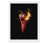 Fire Breathing Red Hot Roasted Chili Pepper Diamond Art Painting Kits for Adults Beginner DIY Round Rhinestones 5D Picture Shining Full Drill Paintings Home Decor Gifts