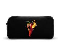 Fire Breathing Red Hot Roasted Chili Pepper Large Pencil Case Pouch Multifunctional Office Storage Pocket Makeup Bag with Zipper