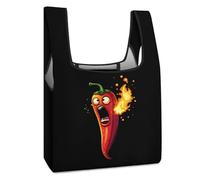 Fire Breathing Red Hot Roasted Chili Pepper Lightweight Foldable Shopping Bag Large Reusable Grocery Bags Eco Tote Handbag