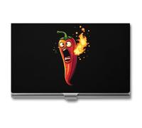 Fire Breathing Red Hot Roasted Chili Pepper Slim Business Card Holder Professional Metal Cards Case Pocket for Men Women