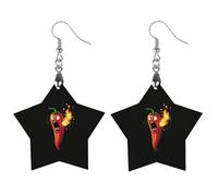 Fire Breathing Red Hot Roasted Chili Pepper Wooden Earrings Pendants Lightweight Wood Drop Charms Statement Jewelry Gifts for Women Love