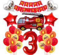 Fire Brigade Birthday Decoration 3 Years Boy Children's Birthday Fire Engine Decoration Boy Birthday Decoration Fire Brigade Decoration 3th Birthday Boy Fire Engine Balloons Decoration Fire Brigade Ch