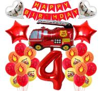 Fire Brigade Birthday Decoration 4 Years Boy Children's Birthday Fire Engine Decoration Boy Birthday Decoration Fire Brigade Decoration 4th Birthday Boy Fire Engine Balloons Decoration Fire Brigade Ch