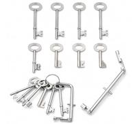Fire Brigade FB Keys Full Set, 9pcs Master Key Set with 2X FB1, 2X FB2, FB4, FB5, FB11, FB14 & Drop Key, Universal Fire Alarm Test Key for Fire Doors, Padlocks & Emergency Access
