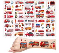 Fire Brigade Temporary Tattoos, 10 Sheets Temporary Tattoos Fire Brigade for Girls Boys Body Arm Shoulder, Kids Tattoo Party Bag, Birthday Party Small Gift
