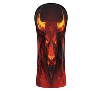 Fire Bull Horns Dark Art Golf Head Covers Headcovers with Interchangeable No. Tags for Driver/Fairway Wood/Hybrid
