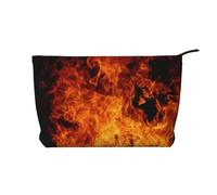 Fire Burn Design Pattern, Cosmetic Bag Corduroy Makeup Bag Portable Travel Toiletry Bag