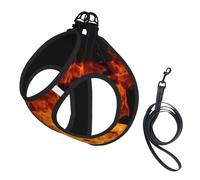 Fire Burn Design Pattern,Pet Harness,Adjustable Reflective Dog Harness,Pet Leash Vest,M